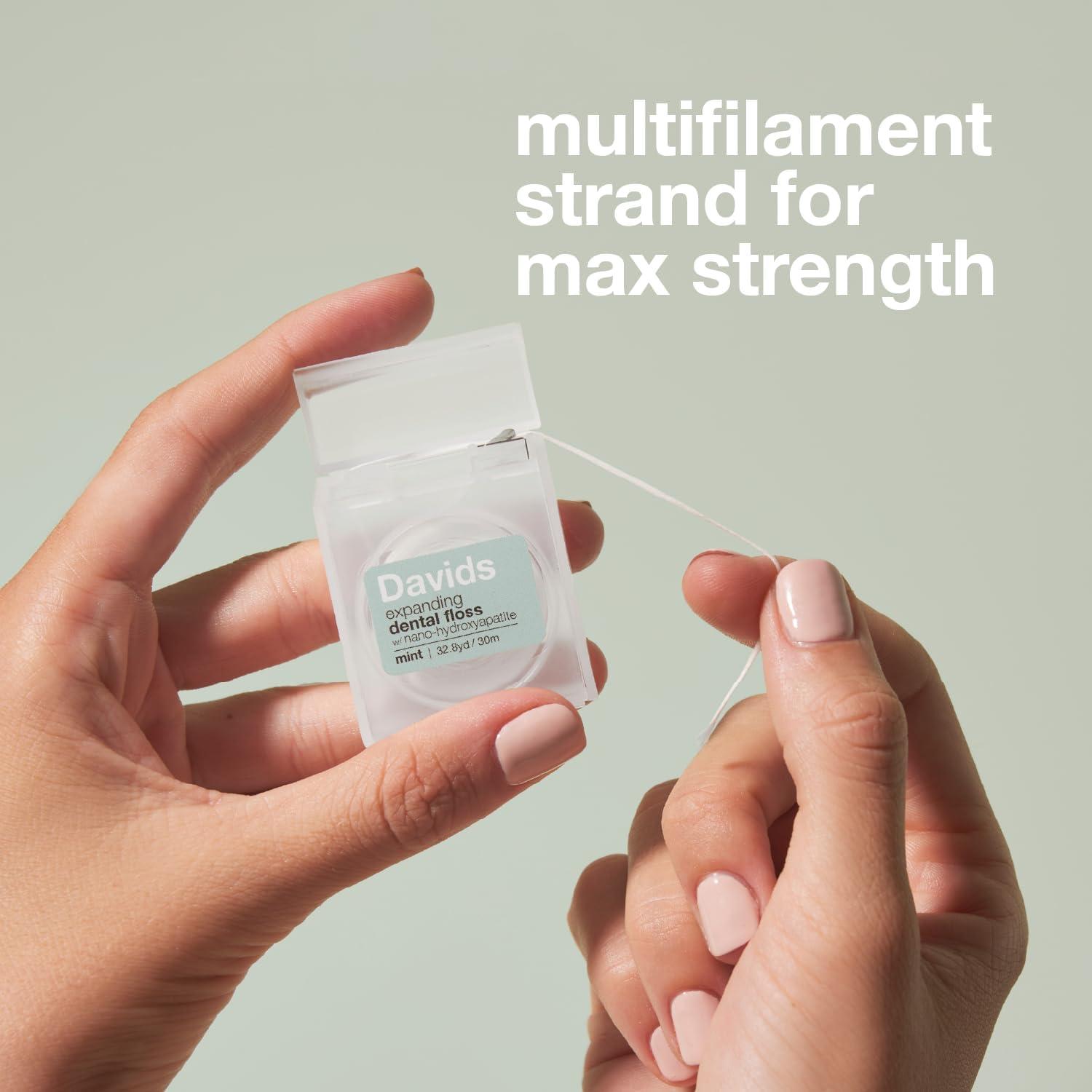 image:imageDavids Expanding Dental Floss Refills 2 Spools 250 No Break Woven Strands Waxed Vegan wNano Hydroxyapatite Cocoa Butter amp Mint Kid Friendly 66 yd2 Refills 1961 Feet