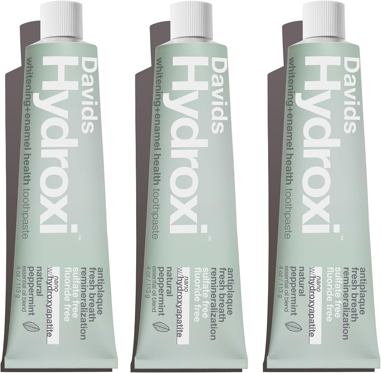 image:imageDavids Hydroxi Fluoride Free Nano Hydroxyapatite Toothpaste for Remineralizing Sensitive Support Whitening Antiplaque SLS Free Natural Peppermint 525oz Made in USA 3 Pack2 Whitening Peppermint