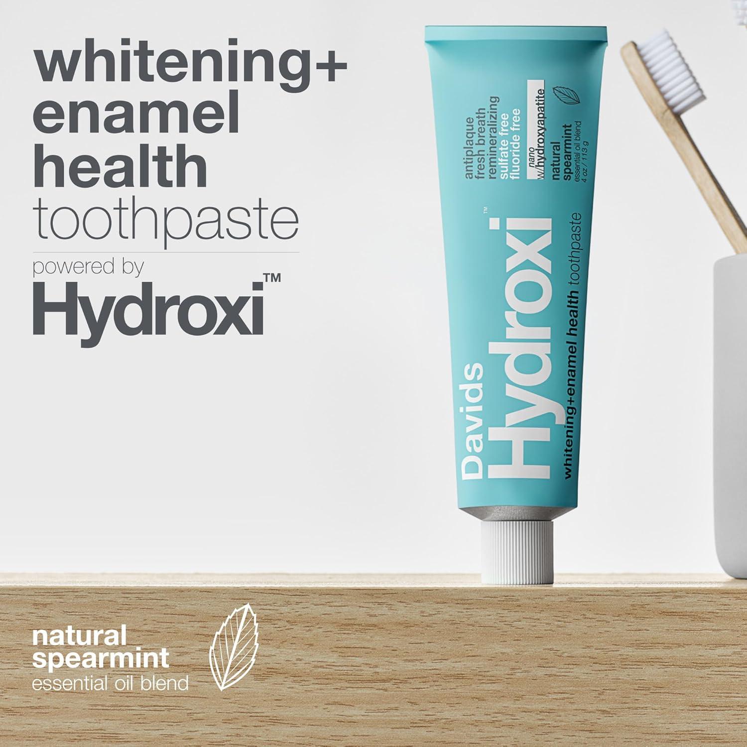 image:imageDavids Hydroxi Fluoride Free Nano Hydroxyapatite Toothpaste for Remineralizing Sensitive Support Whitening Antiplaque SLS Free Natural Peppermint 525oz Made in USA 3 Pack3 Whitening Spearmint