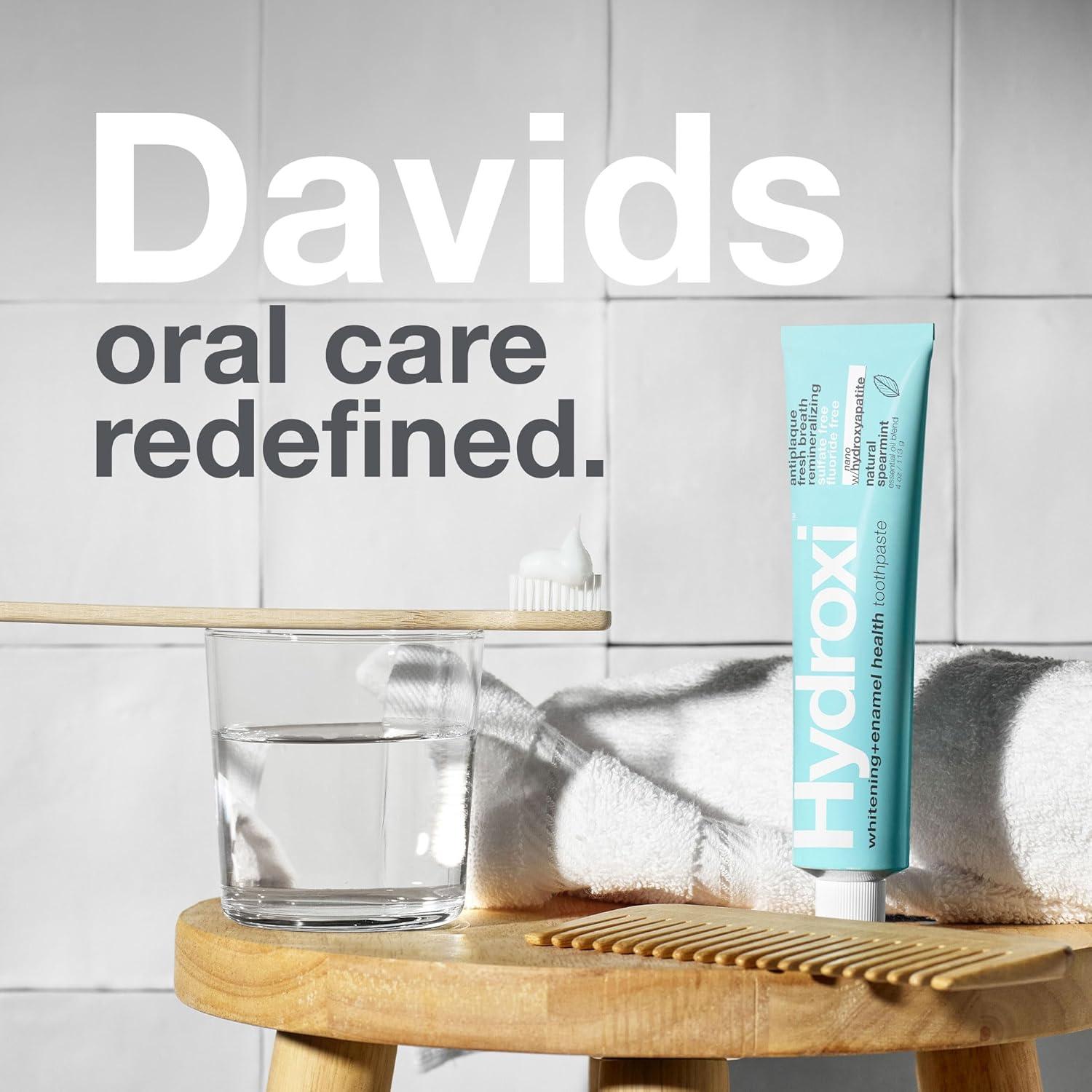 image:imageDavids Hydroxi Fluoride Free Nano Hydroxyapatite Toothpaste for Remineralizing Sensitive Support Whitening Antiplaque SLS Free Natural Peppermint 525oz Made in USA 3 Pack3 Whitening Spearmint