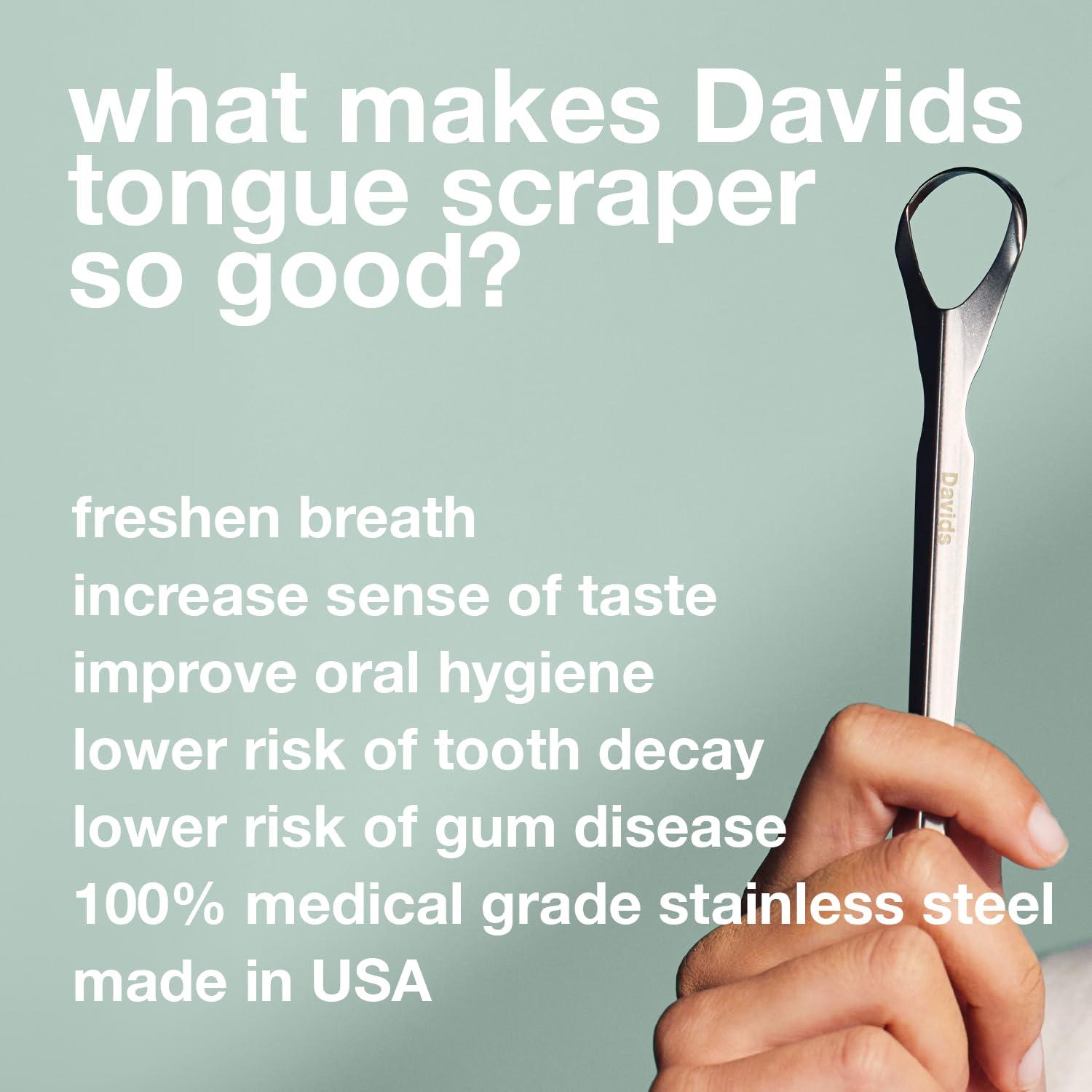 image:imageDavids Tongue Scraper for Adults and Kids 100 Medical Grade Professional Stainless Steel Tongue Scraper Made in USA