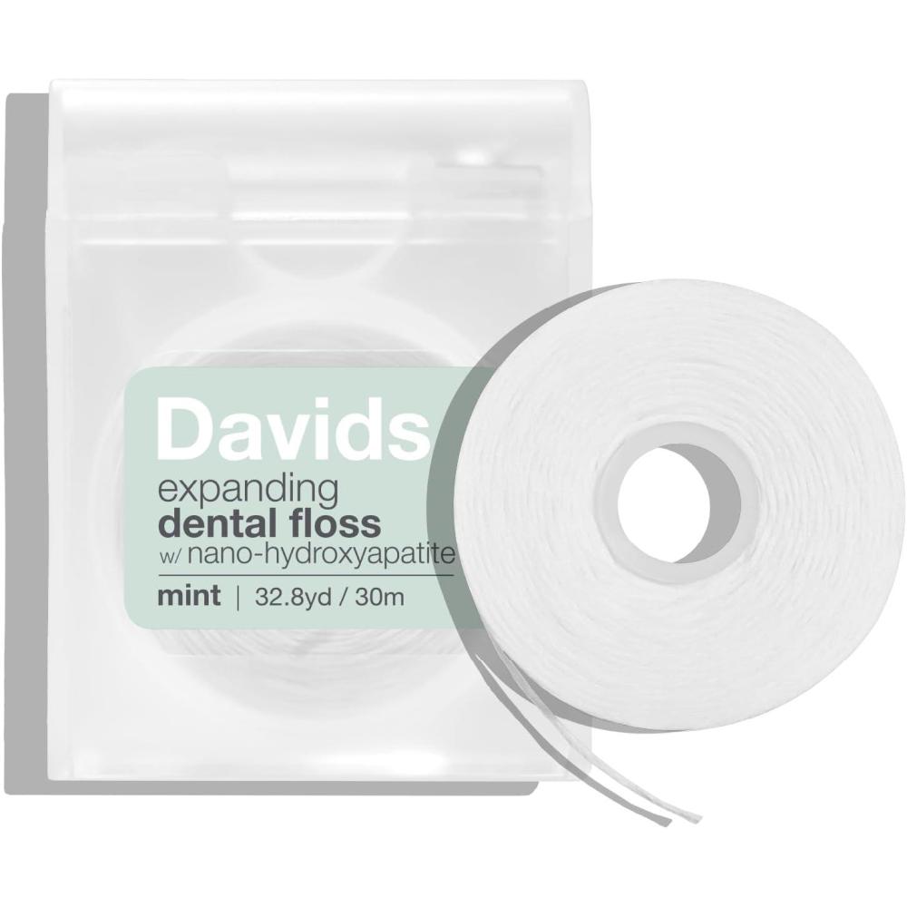 image:imageDavids Expanding Dental Floss Refills 2 Spools 250 No Break Woven Strands Waxed Vegan wNano Hydroxyapatite Cocoa Butter amp Mint Kid Friendly 66 ydFloss  Refill 196 Feet