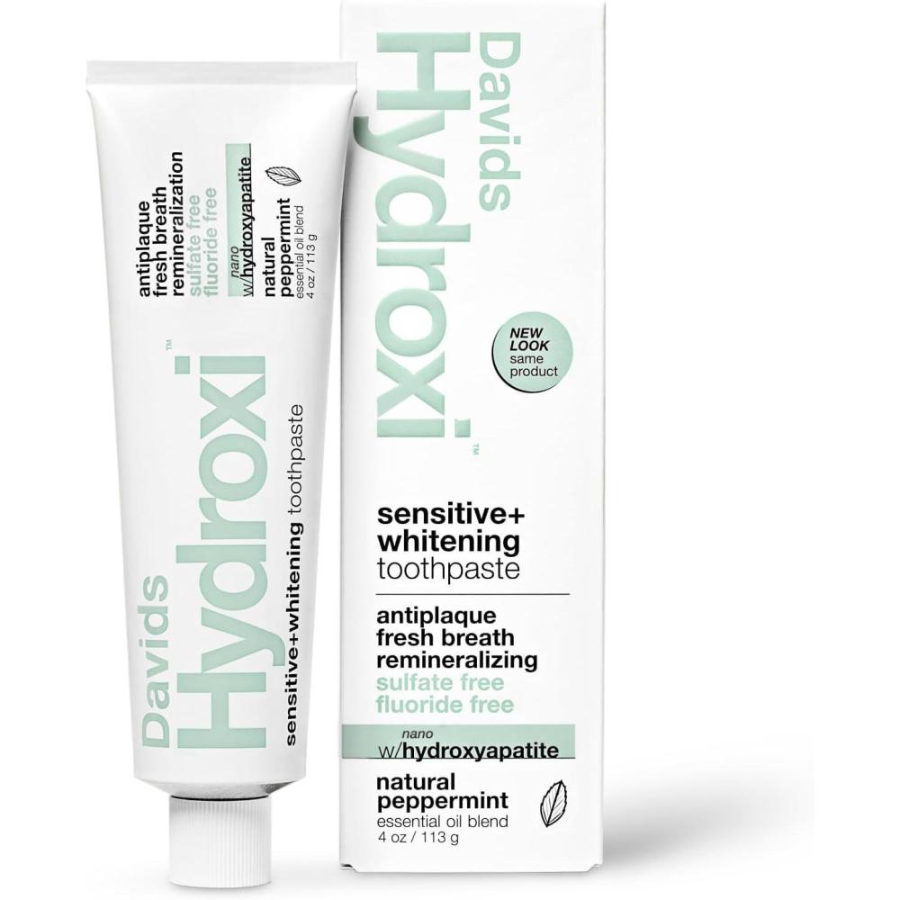 image:imageDavids Hydroxi Fluoride Free Nano Hydroxyapatite Toothpaste for Remineralizing Sensitive Support Whitening Antiplaque SLS Free Natural Peppermint 525oz Made in USA 3 Pack1 Sensitive Mint