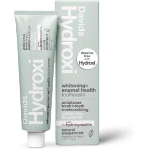 Davids Hydroxi Fluoride Free Nano Hydroxyapatite Toothpaste for Remineralizing, Sensitive Support, Whitening, Antiplaque, SLS Free, Natural Peppermint, 5.25oz, Made in USA (3 Pack)(2. Whitening Peppermint)