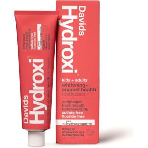 Davids Hydroxi Fluoride Free Nano Hydroxyapatite Toothpaste for Remineralizing, Sensitive Support, Whitening, Antiplaque, SLS Free, Natural Peppermint, 5.25oz, Made in USA (3 Pack)(5. Strawberry Watermelon)