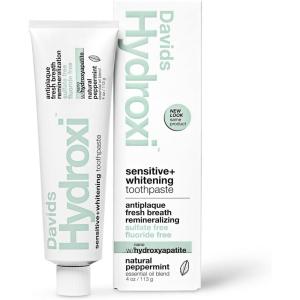 Davids Hydroxi Fluoride Free Nano Hydroxyapatite Toothpaste for Remineralizing, Sensitive Support, Whitening, Antiplaque, SLS Free, Natural Peppermint, 5.25oz, Made in USA (3 Pack)(1. Sensitive Mint)