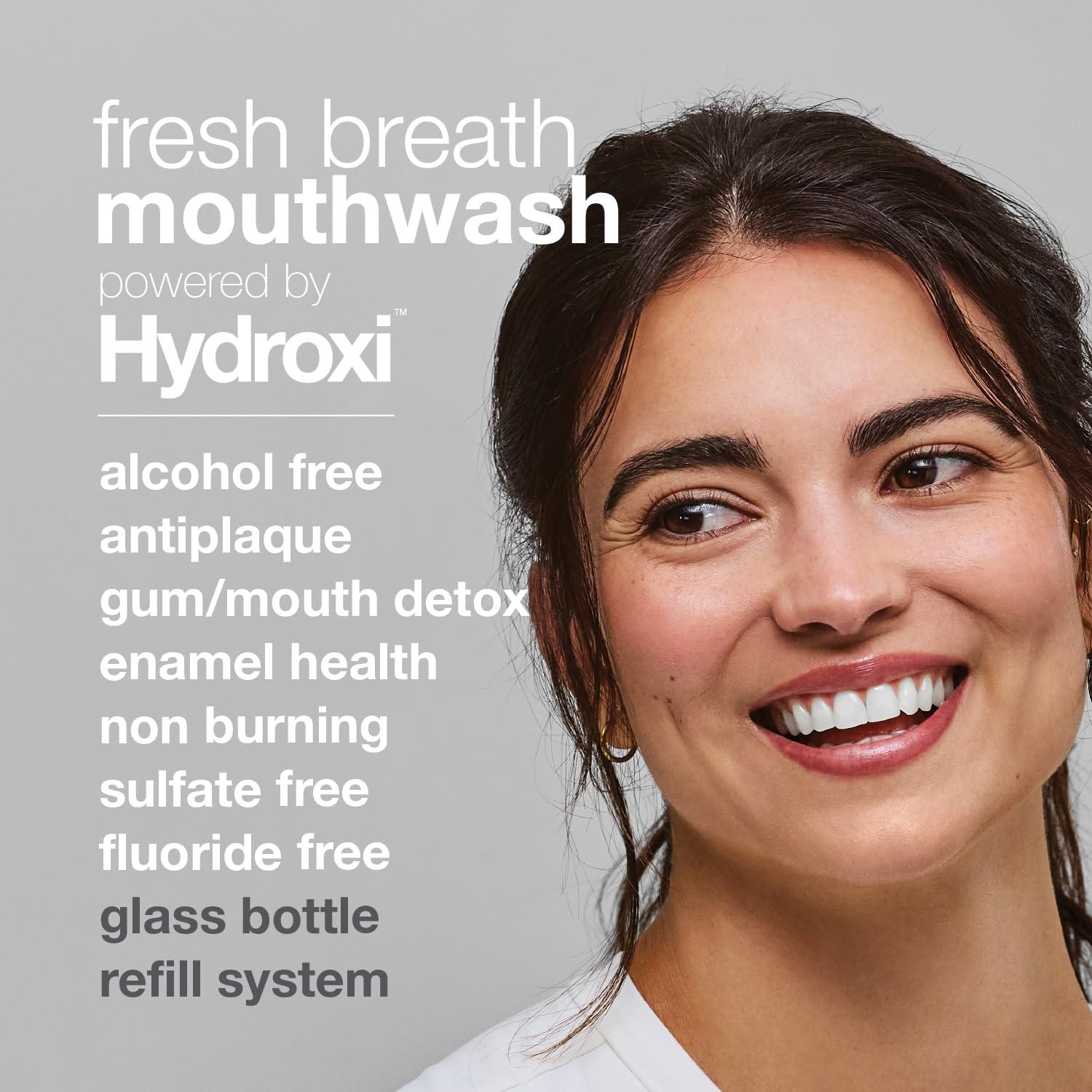 image:imageDavids Hydroxi Fresh Breath Mouthwash Starter Kit AlcoholFree FluorideFree NanoHydroxyapatite for Remineralizing amp Enamel Health Relieves Dry Mouth Fresh Mint 16 fl ozNanohydroxyapatite Starter Kit