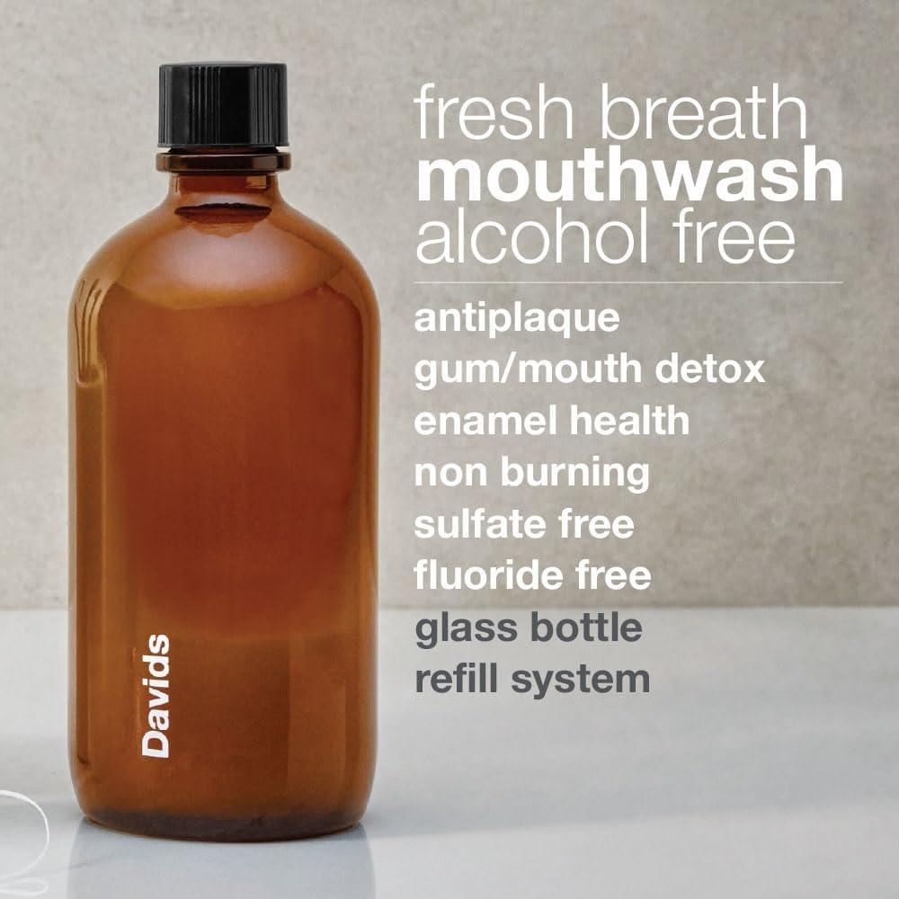 image:imageDavids Hydroxi Fresh Breath Mouthwash Starter Kit AlcoholFree FluorideFree NanoHydroxyapatite for Remineralizing amp Enamel Health Relieves Dry Mouth Fresh Mint 16 fl ozStarter Kit