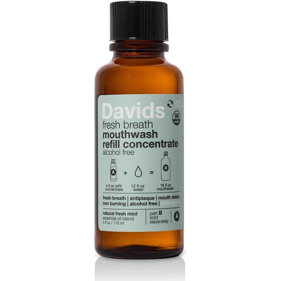 image:imageDavids Hydroxi Fresh Breath Mouthwash Starter Kit AlcoholFree FluorideFree NanoHydroxyapatite for Remineralizing amp Enamel Health Relieves Dry Mouth Fresh Mint 16 fl ozRefill
