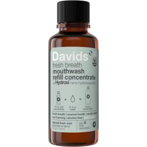 Davids Hydroxi Fresh Breath Mouthwash Starter Kit, Alcohol-Free, Fluoride-Free, Nano-Hydroxyapatite for Remineralizing & Enamel Health, Relieves Dry Mouth, Fresh Mint, 16 fl oz(Nano-hydroxyapatite Refill)