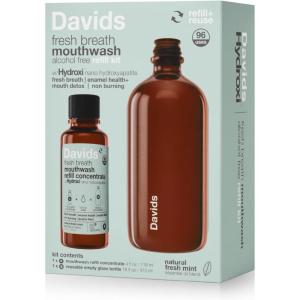 Davids Hydroxi Fresh Breath Mouthwash Starter Kit, Alcohol-Free, Fluoride-Free, Nano-Hydroxyapatite for Remineralizing & Enamel Health, Relieves Dry Mouth, Fresh Mint, 16 fl oz(Nano-hydroxyapatite Starter Kit)