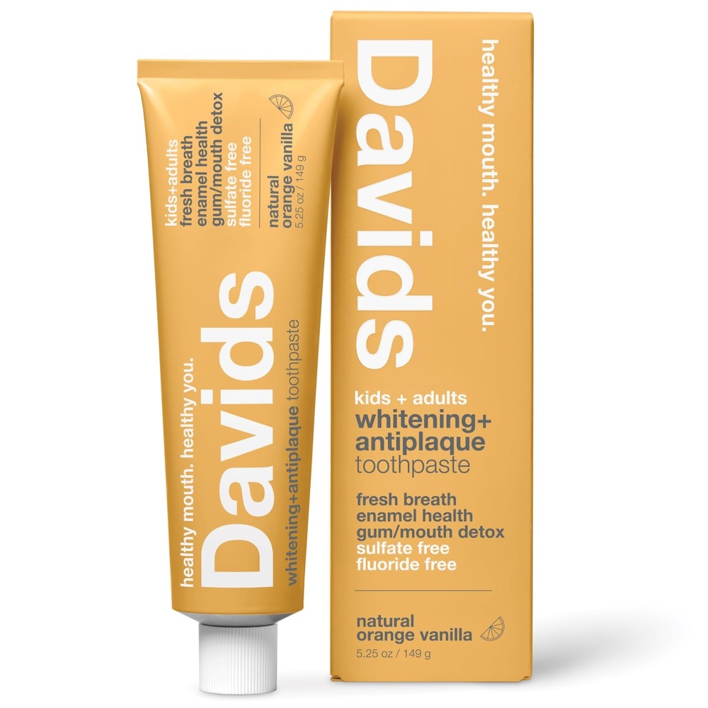 image:imageDavids Fluoride Free Kids amp Adults Toothpaste Teeth Whitening Antiplaque SLS Sulfate Free Promotes Enamel Health Mouth amp Gum Detox Natural Orange Vanilla 525ozOrange Vanilla
