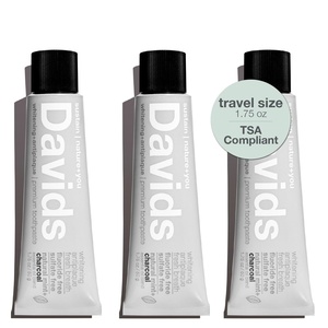 Davids Fluoride Free Kids & Adults Toothpaste, Teeth Whitening, Antiplaque, SLS (Sulfate) Free, Promotes Enamel Health, Mouth & Gum Detox, Natural Orange Vanilla, 5.25oz(Charcoal + Peppermint)